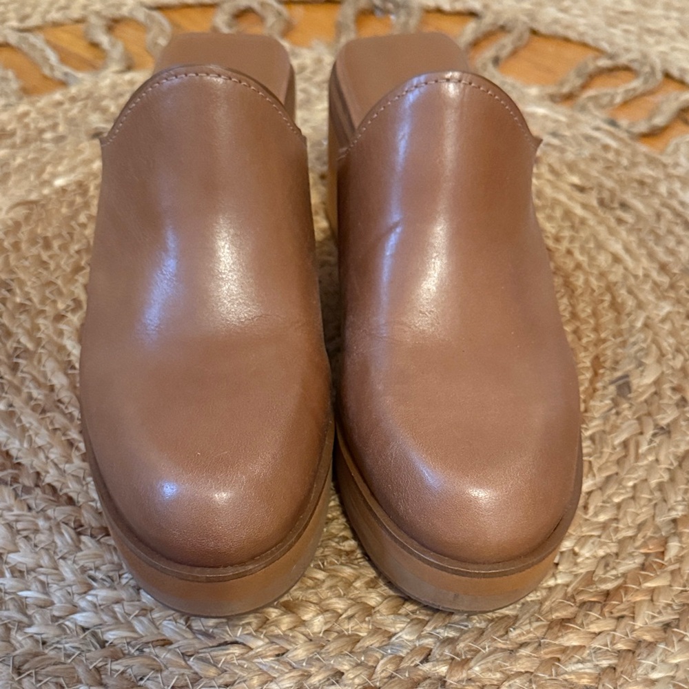 NATURALIZER Brown Leather Platform Mules - Picture 4 of 6